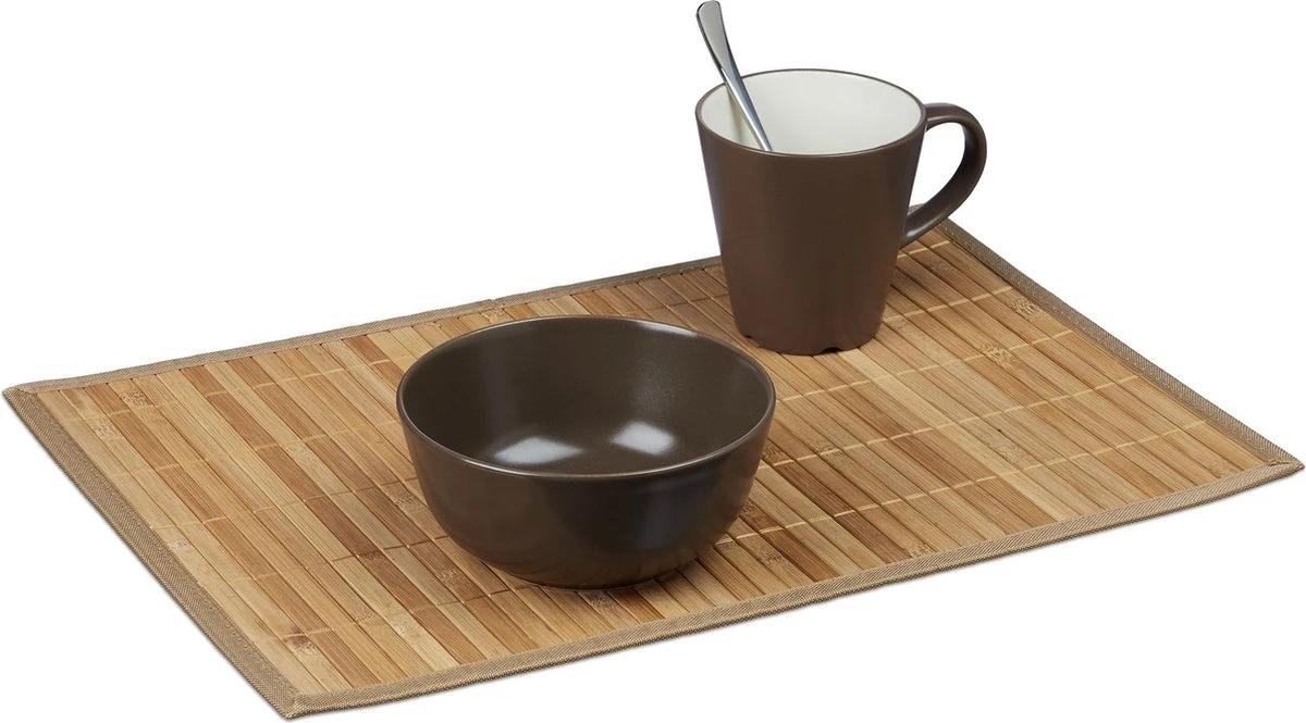 Relaxdays Placemats 6 Stuks, Tafelmatje Bamboe Rechthoekig Verschillende Kleuren 7 Relaxdays Placemats 6 Stuks, Tafelmatje Bamboe Rechthoekig Verschillende Kleuren - Afbeelding 5