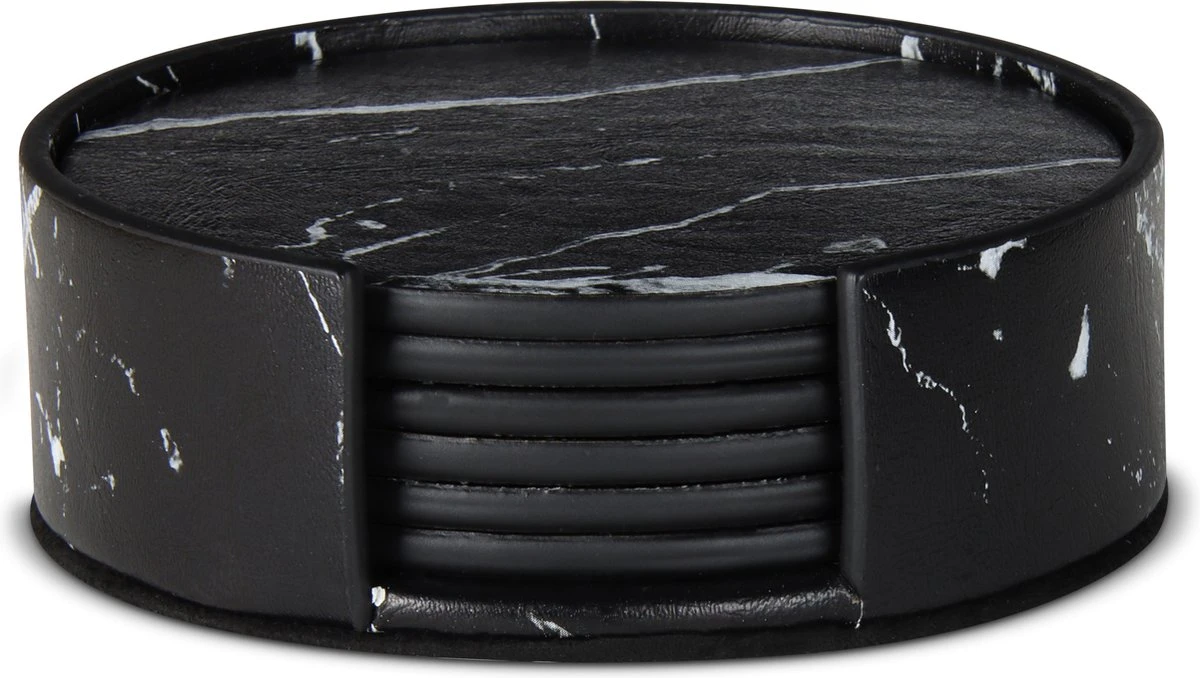 Castagnola Lederen Onderzetters Met Houder – Onderzetters Voor Glazen – Onderzetters Design – Onderzettersset – Drink Onderzetters – Leder – Leren Onderzetters – Set Van 6 – Zwart/Wit 9 Castagnola Lederen Onderzetters Met Houder – Onderzetters Voor Glazen – Onderzetters Design – Onderzettersset – Drink Onderzetters – Leder – Leren Onderzetters – Set Van 6 – Zwart/Wit - Afbeelding 7