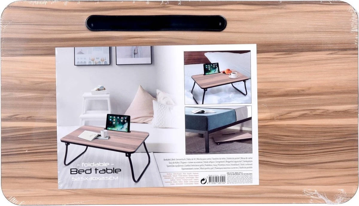 Dienblad - Uitklapbare Pootjes - Zwart Metaal - Ontbijt Op Bed - MDF - 52x30x22 Cm 6 Dienblad - Uitklapbare Pootjes - Zwart Metaal - Ontbijt Op Bed - MDF - 52x30x22 Cm - Afbeelding 4