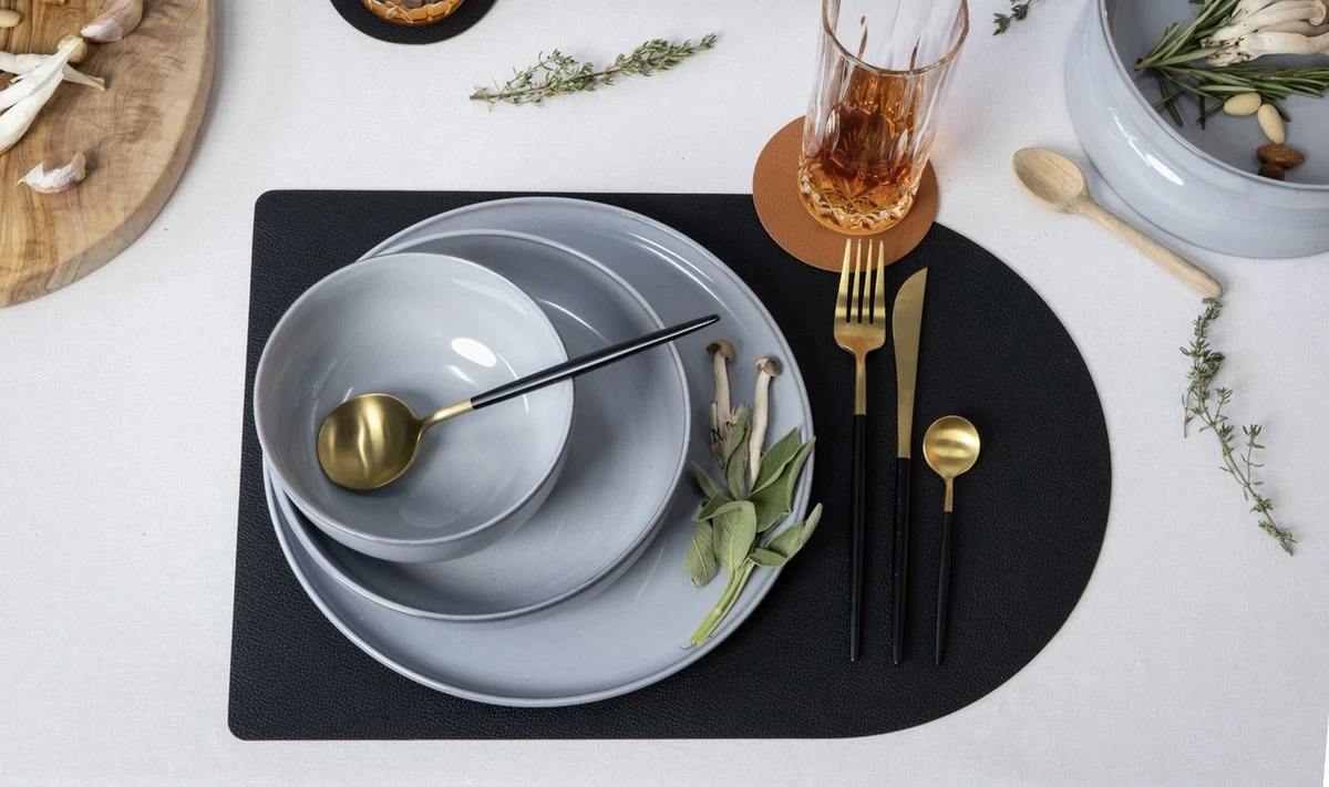 Jay Hill Placemats - Vegan Leer - Zwart - Bread - 44 X 30 Cm - 6 Stuks 5 Jay Hill Placemats - Vegan Leer - Zwart - Bread - 44 X 30 Cm - 6 Stuks - Afbeelding 3