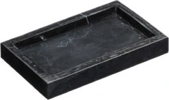 Marmer Plateau Zwart Mini Kaarsplateau Badkameraccessoires H:12.7 Cm B:9.2 Cm D:1.7 Cm