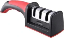 Merkloos Messenslijper | Doortrekslijper I Keukenmessen | Messenslijpmachine | Rood & Zwart | Met Antislip