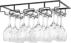 Merkloos Ophangrek Wijnglazen - Wijnrek - Ophangrek - Glazenrek - Wijn Glas Rek - Wijnglas Houder - Wijnglazenhouder - Wijnglazen Organizer - Glasophangrek - Wijnglas Rek - Bar, Keuk - Zwart