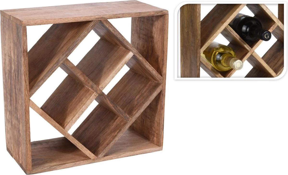 Excellent Houseware Houten Wijnflessen Rek/wijnrek Vierkant Voor 8 Flessen 33 X 33 X 15 Cm - Wijnflesrekken/wijnrekken - Rek/houder Voor Wijnflessen 4 Excellent Houseware Houten Wijnflessen Rek/wijnrek Vierkant Voor 8 Flessen 33 X 33 X 15 Cm - Wijnflesrekken/wijnrekken - Rek/houder Voor Wijnflessen - Afbeelding 2