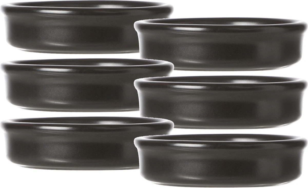 6x Creme Brulee Mini Schaaltjes/bakjes Zwart 7,5 Cm Van Aardewerk - 80 Ml - Tapas Schaaltjes 3 6x Creme Brulee Mini Schaaltjes/bakjes Zwart 7,5 Cm Van Aardewerk - 80 Ml - Tapas Schaaltjes