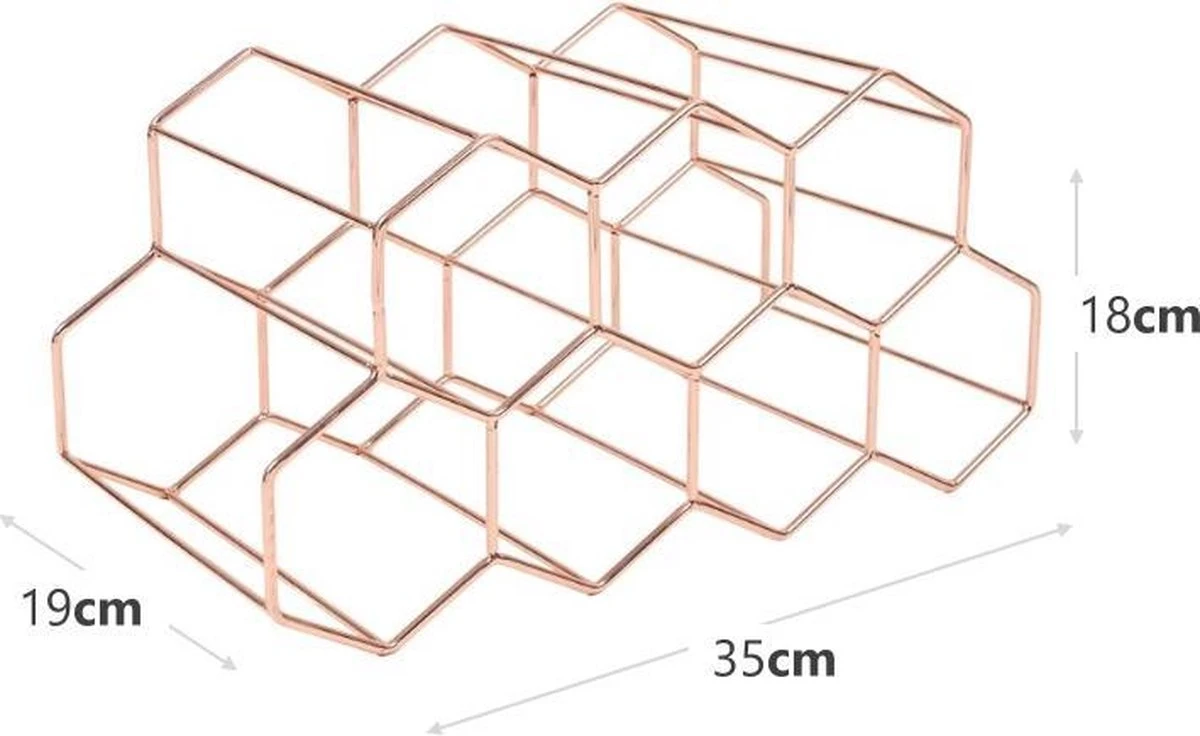 Wijnrek Hexagon 9 Flessen | Flessenrek | Wijn Accessoires | Wijnkast | Wijnrek Metaal | Wijnrekken | Wijnfleshouder | Wijnhouder | Rosé Goud 5 Wijnrek Hexagon 9 Flessen | Flessenrek | Wijn Accessoires | Wijnkast | Wijnrek Metaal | Wijnrekken | Wijnfleshouder | Wijnhouder | Rosé Goud - Afbeelding 3