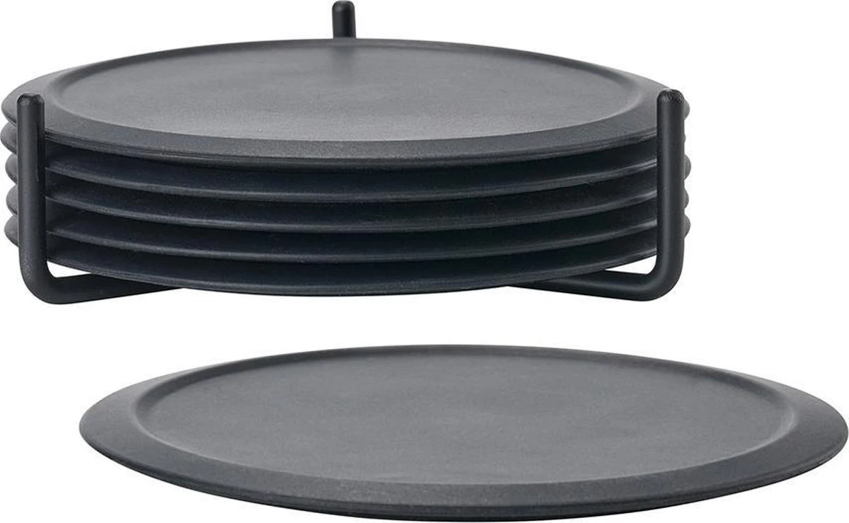 Onderzetters (6) Zone Denmark - Zwart - Met Houder - "Safe Landing" 3 Onderzetters (6) Zone Denmark - Zwart - Met Houder - "Safe Landing"