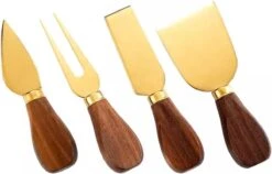Merkloos Kaasmessen Set - 4 Kaasmesjes - Bamboe/RVS - Goud - Geschenkverpakking -Skimask 1200x766 1