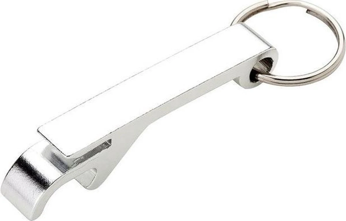 Bieropener Sleutelhanger - Flesopener - Keychain - Zilver 3 Bieropener Sleutelhanger - Flesopener - Keychain - Zilver