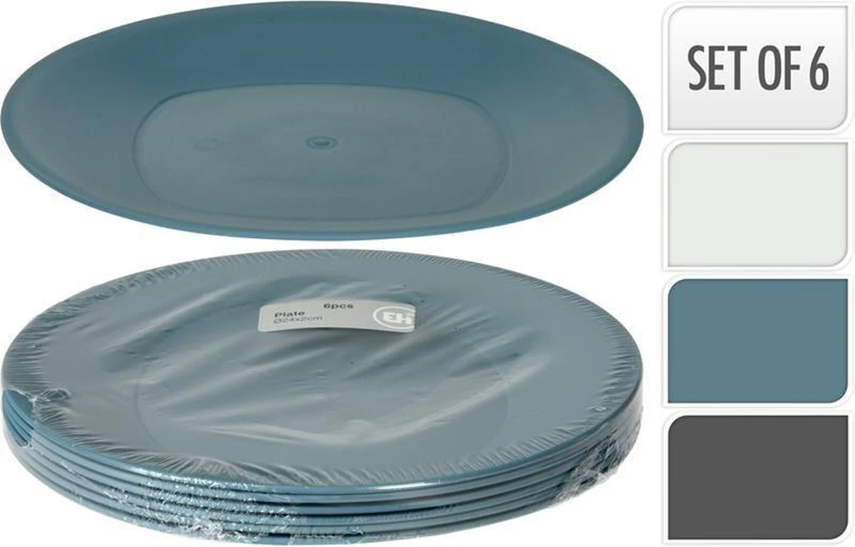 Bord Kunststof Set Van 6 Stuks (1 Stuk) Assorti 3 Bord Kunststof Set Van 6 Stuks (1 Stuk) Assorti