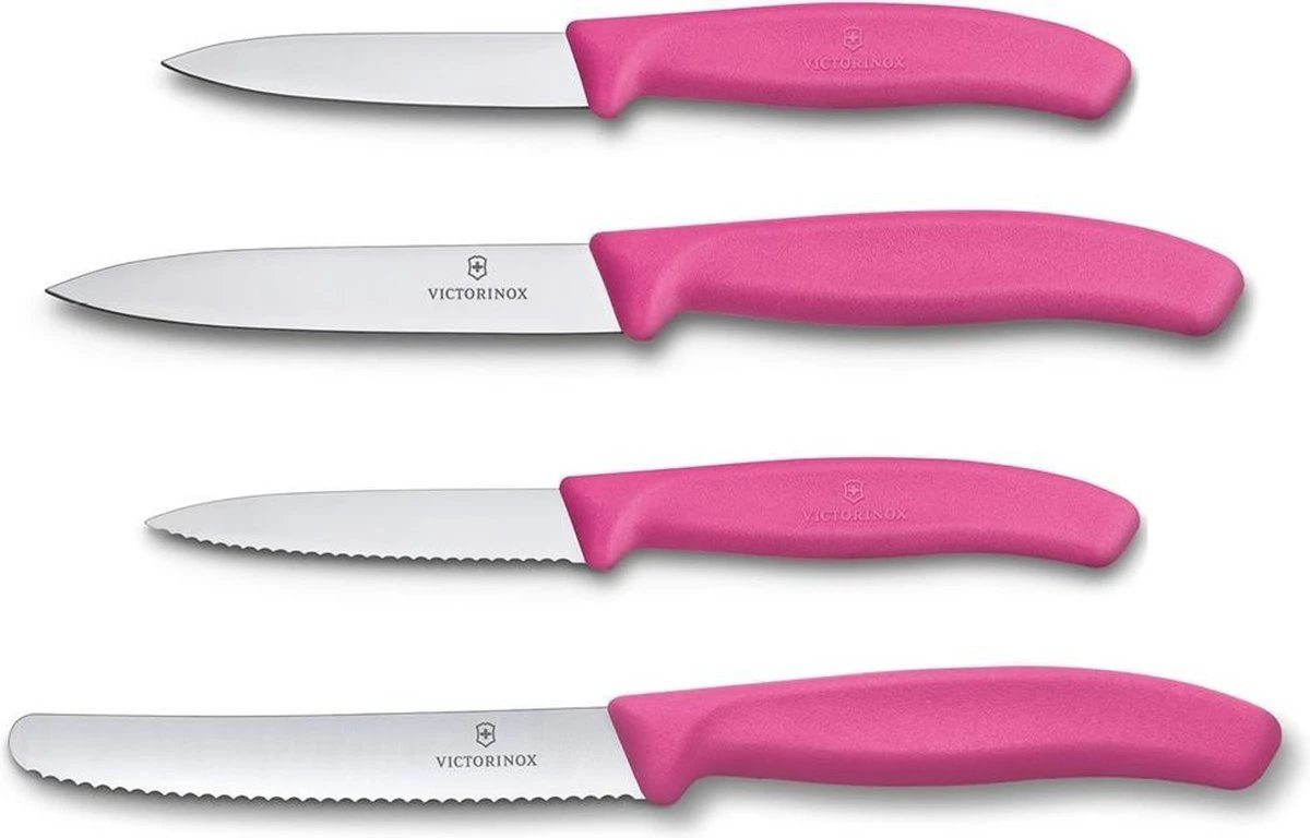 Victorinox Swiss Classic Keukenset - 4-delig - Roze - RVS 3 Victorinox Swiss Classic Keukenset - 4-delig - Roze - RVS