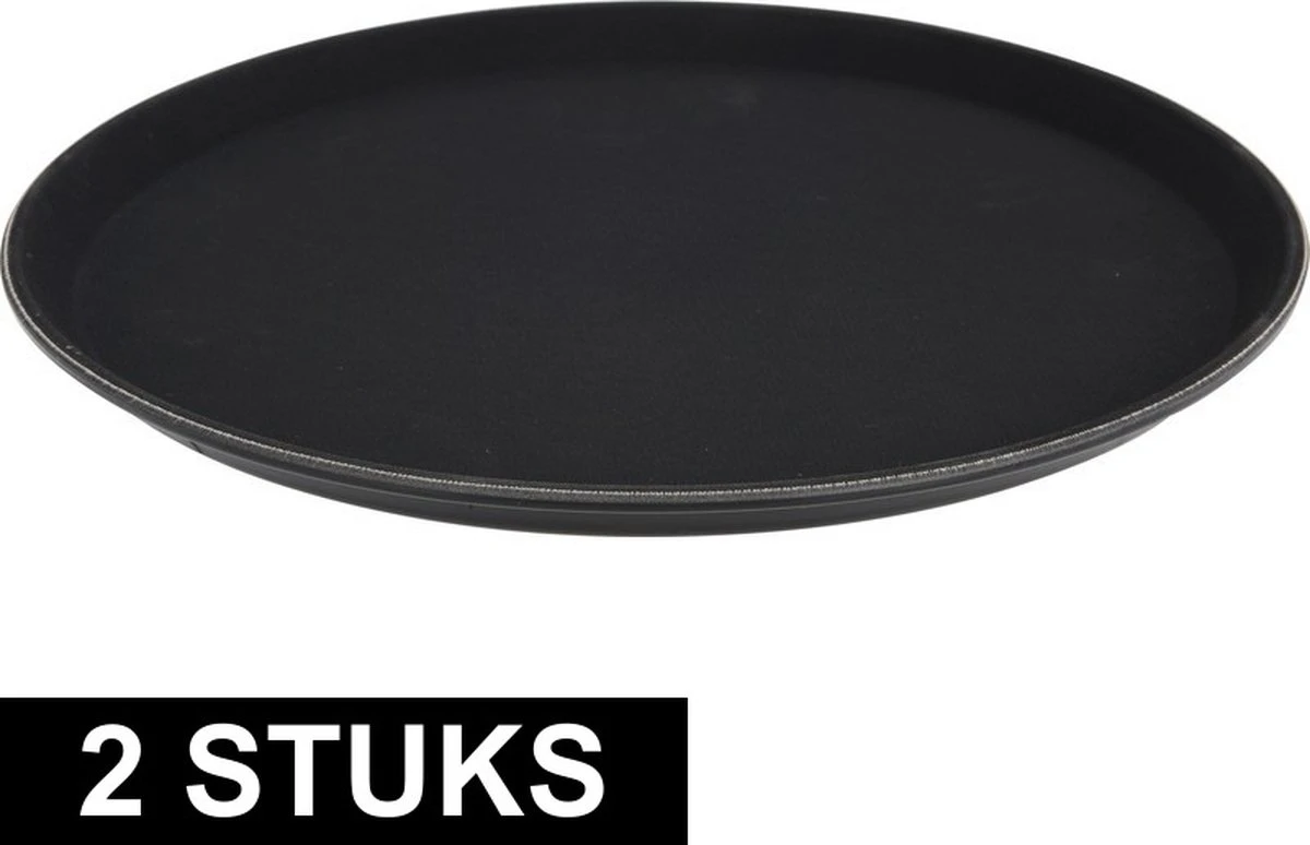 Merkloos 2x Zwarte Horeca Dienbladen Met Anti-slip Laag Rond 35 Cm - Dienbladen 3 Merkloos 2x Zwarte Horeca Dienbladen Met Anti-slip Laag Rond 35 Cm - Dienbladen