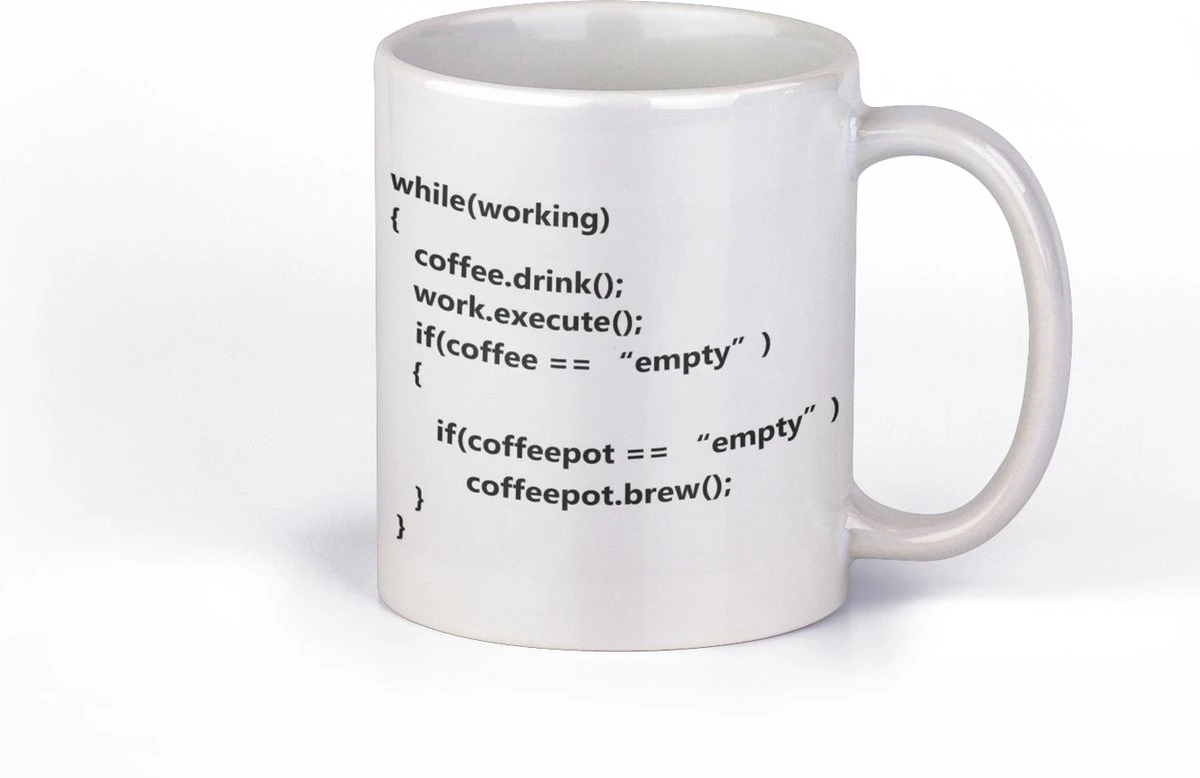 Grappige Mok Voor Programmeurs | WHILE ( WORKING) | Koffiebeker Met Tekst | Cadeau Voor Hem | Kado Voor Haar | IT-er | IT-specialist | Cadeaumok 330 Ml 4 Grappige Mok Voor Programmeurs | WHILE ( WORKING) | Koffiebeker Met Tekst | Cadeau Voor Hem | Kado Voor Haar | IT-er | IT-specialist | Cadeaumok 330 Ml - Afbeelding 2