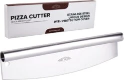Nimma® Pizzasnijder - Wiegemes - Pizzames - Pizza Cutter - Incl. E-Book - RVS -Skimask 1200x784