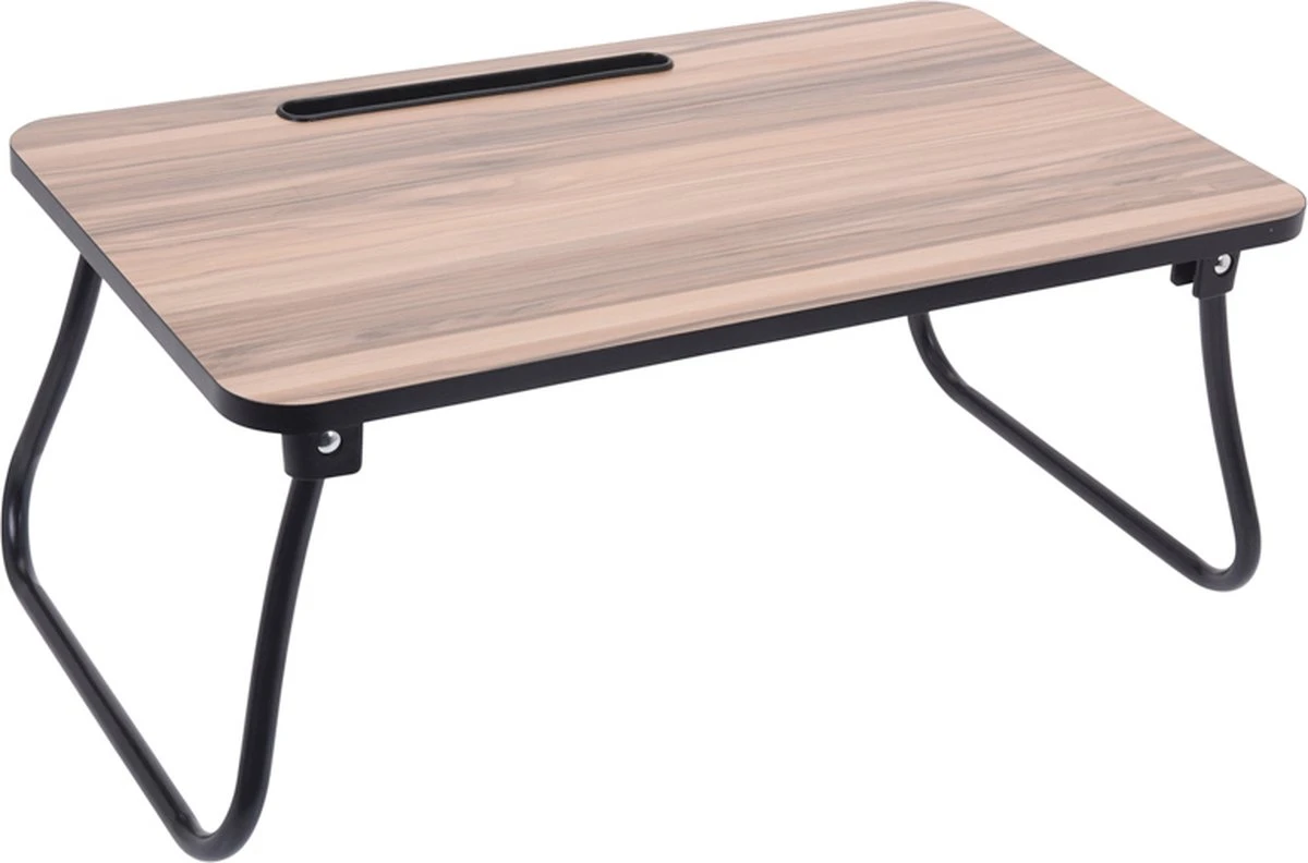 Dienblad - Uitklapbare Pootjes - Zwart Metaal - Ontbijt Op Bed - MDF - 52x30x22 Cm 3 Dienblad - Uitklapbare Pootjes - Zwart Metaal - Ontbijt Op Bed - MDF - 52x30x22 Cm