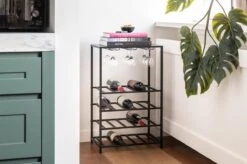 Lifa Living - Industrieel Wijnrek - Zwarte Flessenhouder - Metaal - Ophangrek Voor 6 Glazen - Ruimte Voor 20 Flessen - 49 X 30 X 80 Cm -Skimask 1200x799 180