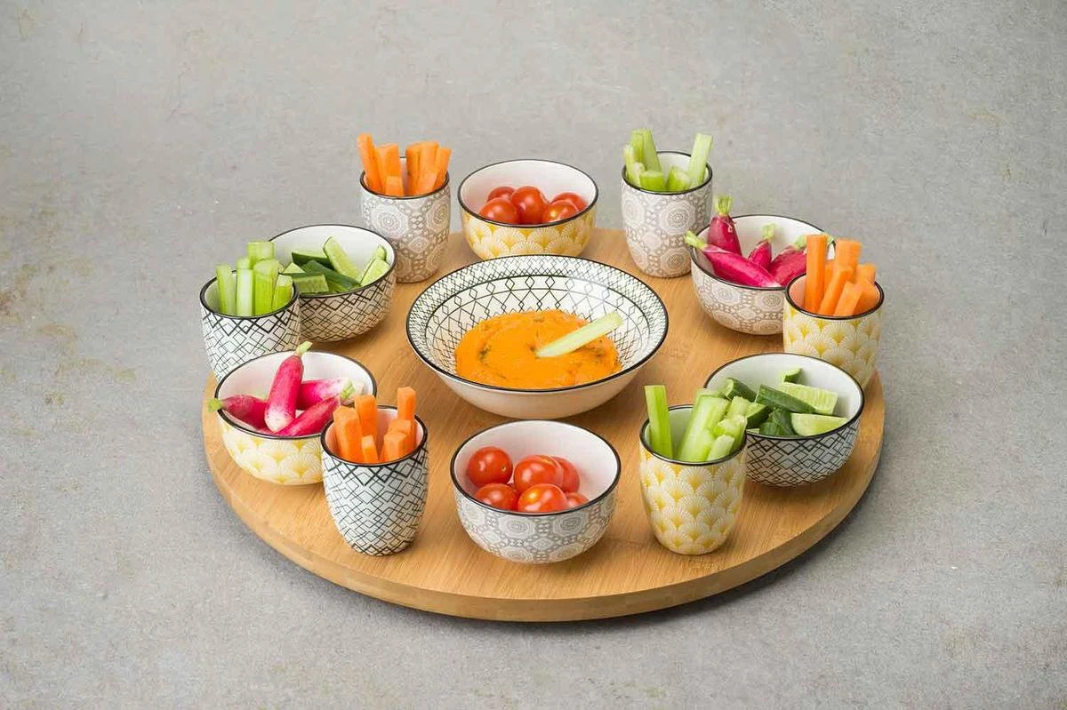 Cosy&Trendy Azra 14-Delig Draaischotel - Ø 40 Cm - Bamboe 5 Cosy&Trendy Azra 14-Delig Draaischotel - Ø 40 Cm - Bamboe - Afbeelding 3