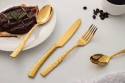 Bestekset - Bestek Goud Gehamerd -24 Delig-Zwitsers Kwaliteit-Complete Set-100% Roestvrijstaal-Gehamerd Gold 24k-Goud 24K -Skimask 1200x799 81