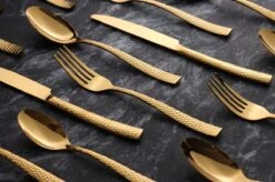 Bestekset - Bestek Goud Gehamerd -24 Delig-Zwitsers Kwaliteit-Complete Set-100% Roestvrijstaal-Gehamerd Gold 24k-Goud 24K -Skimask 1200x799 85