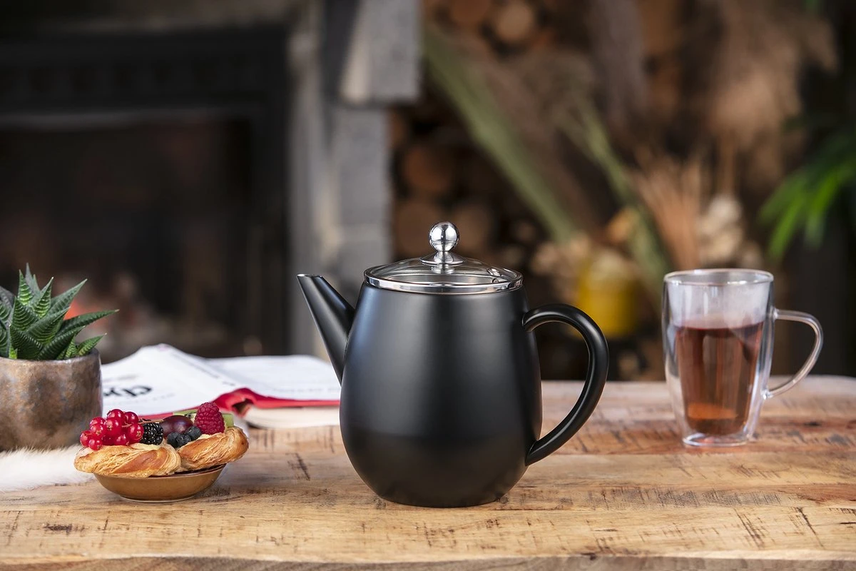 Bredemeijer - Theepot Duet Eva 1,1L Mat Zwart Met Filter - - Dubbelwandig 7 Bredemeijer - Theepot Duet Eva 1,1L Mat Zwart Met Filter - - Dubbelwandig - Afbeelding 5