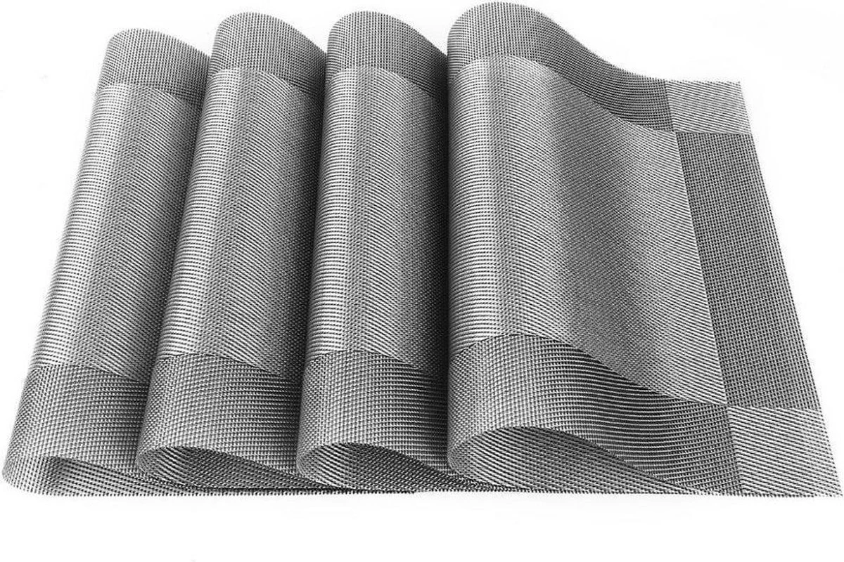 Vitamo™ Duurzame Placemats 4 Stuks - Hittebestendig - Makkelijk Schoon - Fijngeweven PVC - 30 X 45cm - Metallic Grijs 6 Vitamo™ Duurzame Placemats 4 Stuks - Hittebestendig - Makkelijk Schoon - Fijngeweven PVC - 30 X 45cm - Metallic Grijs - Afbeelding 4