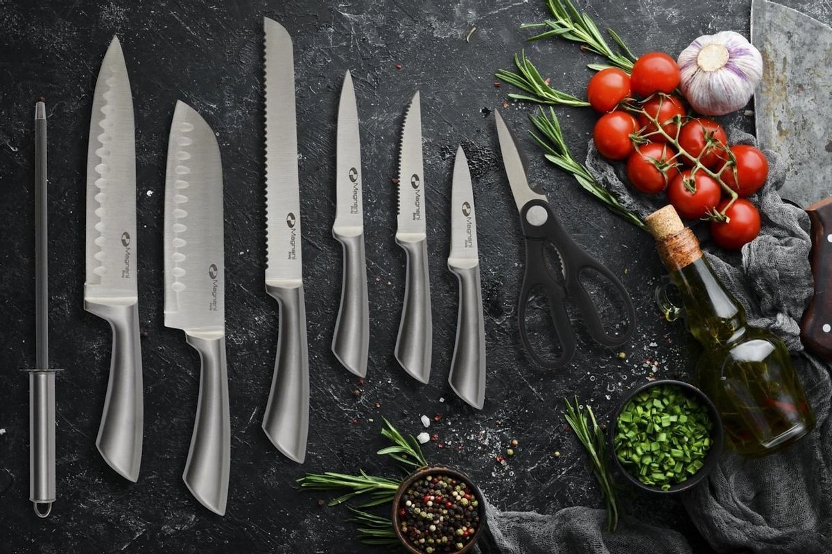 Magnani Messenset – Set Van 8 – Zilver – RVS Keukenmessen – Magnetisch 4 Magnani Messenset – Set Van 8 – Zilver – RVS Keukenmessen – Magnetisch - Afbeelding 2