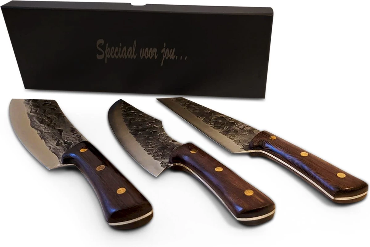 Messenset Professioneel 3-delig - Japanse Koksmessen - Prachtige Keukenmessen - Koksmes En Hakmes Messen Set- Prachtig Design 5 Messenset Professioneel 3-delig - Japanse Koksmessen - Prachtige Keukenmessen - Koksmes En Hakmes Messen Set- Prachtig Design - Afbeelding 3