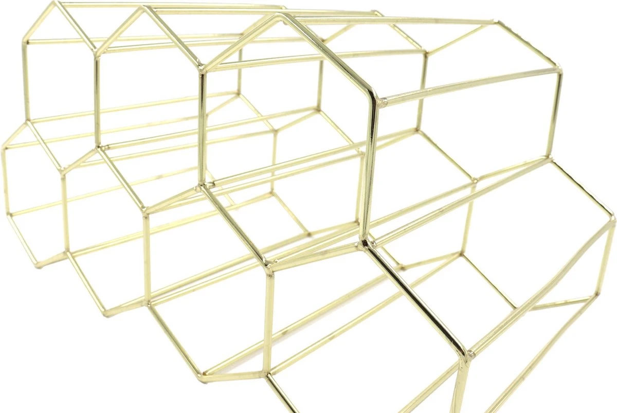 Wijnrek Hexagon 9 Flessen | Flessenrek | Wijn Accessoires | Wijnkast | Wijnrek Metaal | Wijnrekken | Wijnfleshouder | Wijnhouder | Goud 6 Wijnrek Hexagon 9 Flessen | Flessenrek | Wijn Accessoires | Wijnkast | Wijnrek Metaal | Wijnrekken | Wijnfleshouder | Wijnhouder | Goud - Afbeelding 4