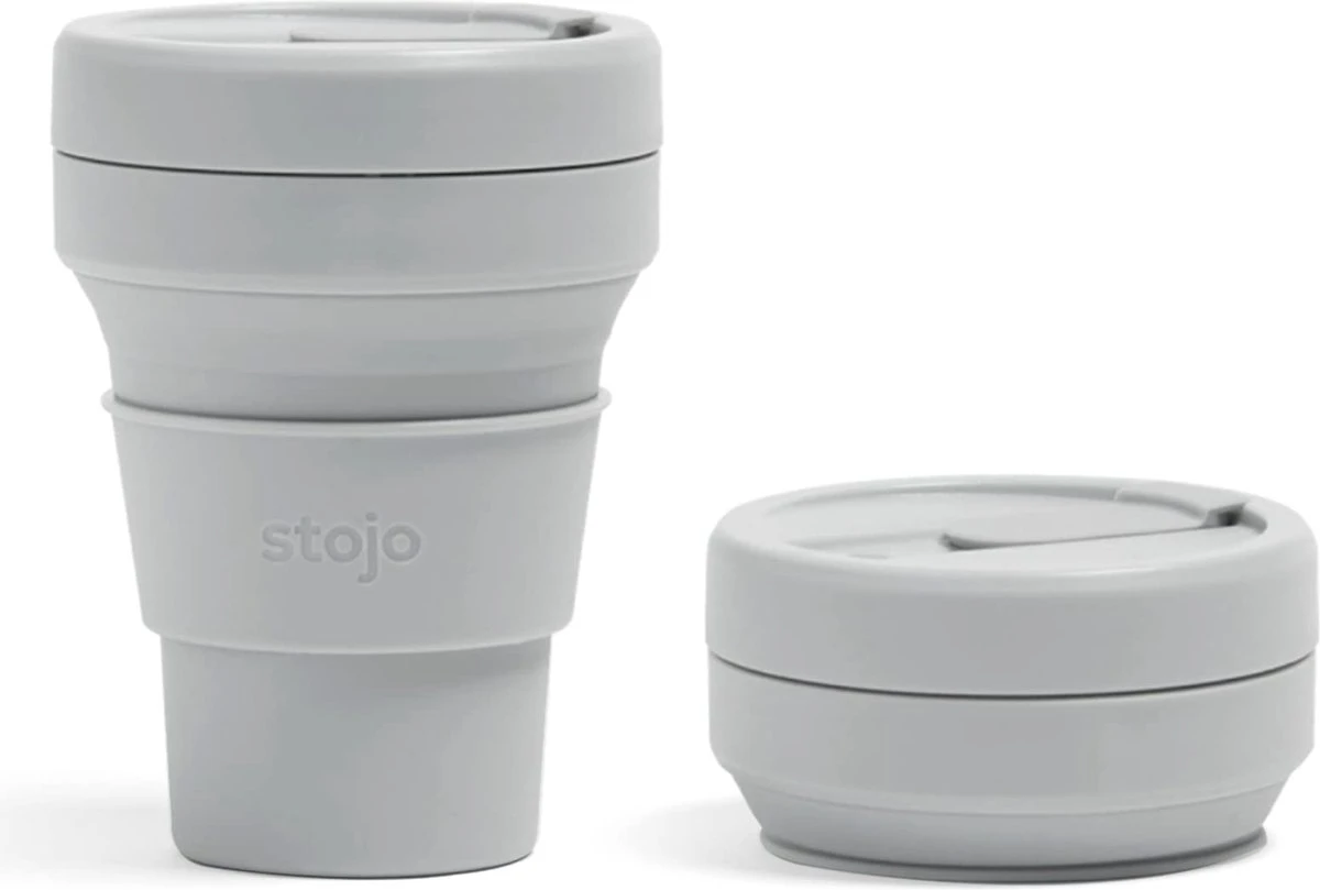 STOJO - Opvouwbare Beker - To Go - Grijs - 237ml - Herbruikbaar 3 STOJO - Opvouwbare Beker - To Go - Grijs - 237ml - Herbruikbaar
