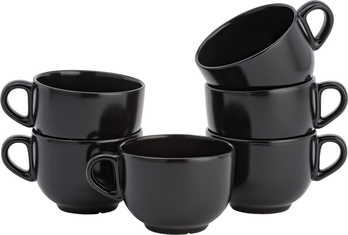 Lite-Body Soepkom Met Oor - Ø 11 - Set Van 6 Stuks - 400 Ml - Zwart Mat 3 Lite-Body Soepkom Met Oor - Ø 11 - Set Van 6 Stuks - 400 Ml - Zwart Mat