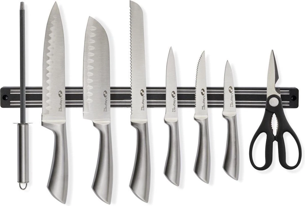 Magnani Messenset – Set Van 8 – Zilver – RVS Keukenmessen – Magnetisch 3 Magnani Messenset – Set Van 8 – Zilver – RVS Keukenmessen – Magnetisch