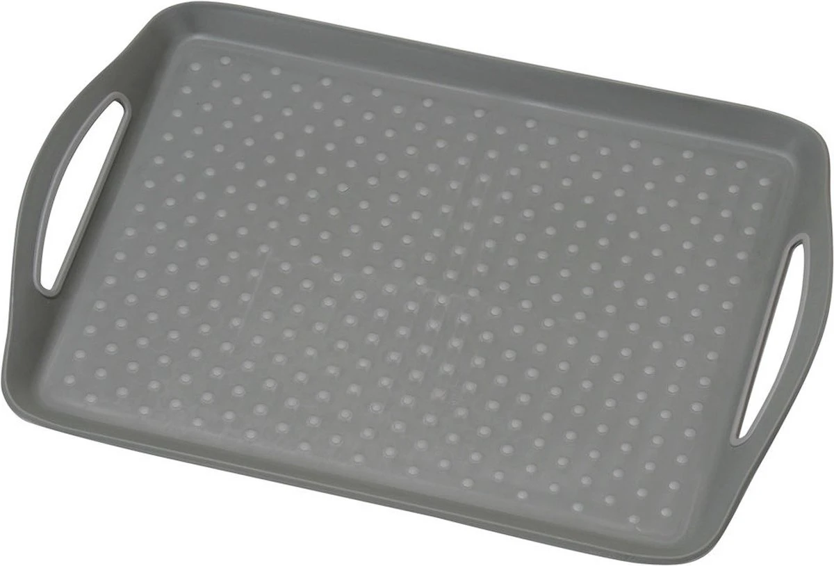 Dienblad Rechthoekig - Anti-slip Dienblad - Diep Dienblad Met Antislip - Met Handvatten - 45.5 X 32 X 4.5 Cm - Kleur: Grijs 4 Dienblad Rechthoekig - Anti-slip Dienblad - Diep Dienblad Met Antislip - Met Handvatten - 45.5 X 32 X 4.5 Cm - Kleur: Grijs - Afbeelding 2