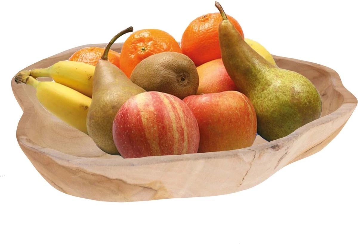 Fruitschaal Teak Hout Rond 34 Cm - Decoratieve Schalen Voor Groente En Fruit 3 Fruitschaal Teak Hout Rond 34 Cm - Decoratieve Schalen Voor Groente En Fruit