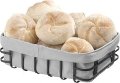 Hendi Broodmand Met Zak - Rechthoekig Broodmandje Stof - Luxe Broodmandje Met Binnenvoering - 25x18x(H)8,5cm