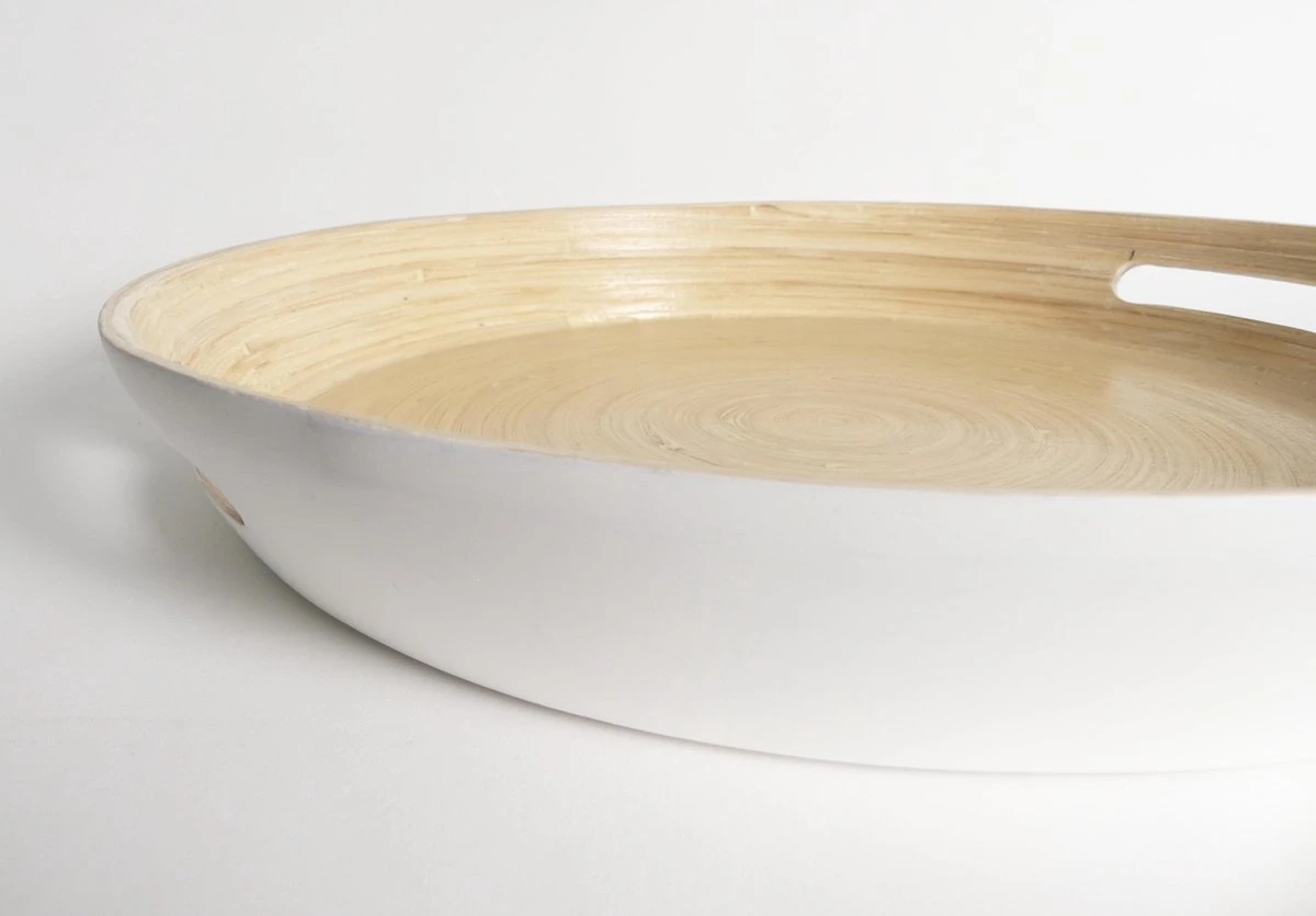 Dienblad/serveerblad Rond D42 Cm Bamboe Wit Met Handvaten - Serveerbladen, Dienbladen & Keukenbenodigdheden 4 Dienblad/serveerblad Rond D42 Cm Bamboe Wit Met Handvaten - Serveerbladen, Dienbladen & Keukenbenodigdheden - Afbeelding 2