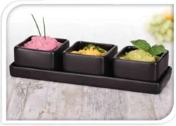 Excellent Houseware Amuse/tapas/saus Schaaltjes Met Serveerplankje - Aardewerk - Mat Zwart -Skimask 1200x858 10