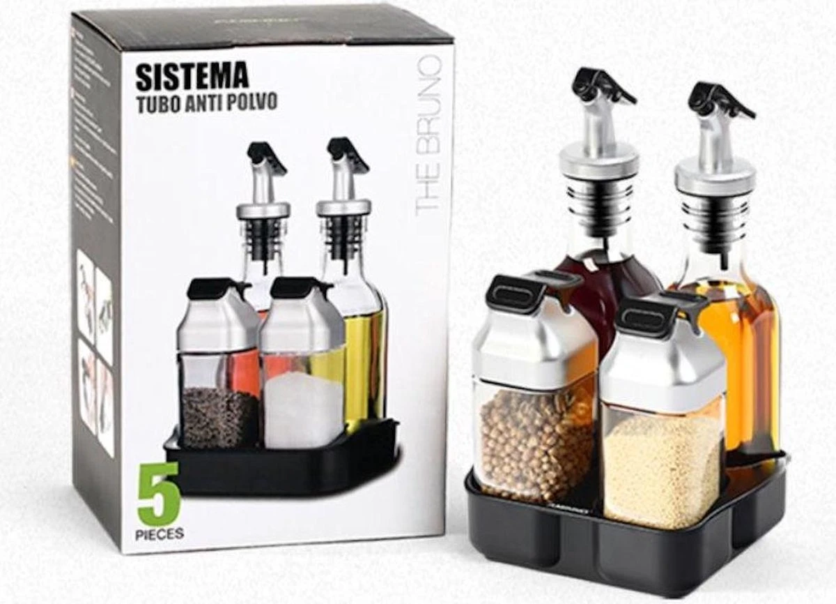 Merkloos Decopatent® Olie En Azijnstel SET Met RVS Schenktuit In Houder - Inhoud 1x Oliefles 1x Azijnfles Van Glas & 2x Specerijen Potjes 12 Merkloos Decopatent® Olie En Azijnstel SET Met RVS Schenktuit In Houder - Inhoud 1x Oliefles 1x Azijnfles Van Glas & 2x Specerijen Potjes - Afbeelding 10