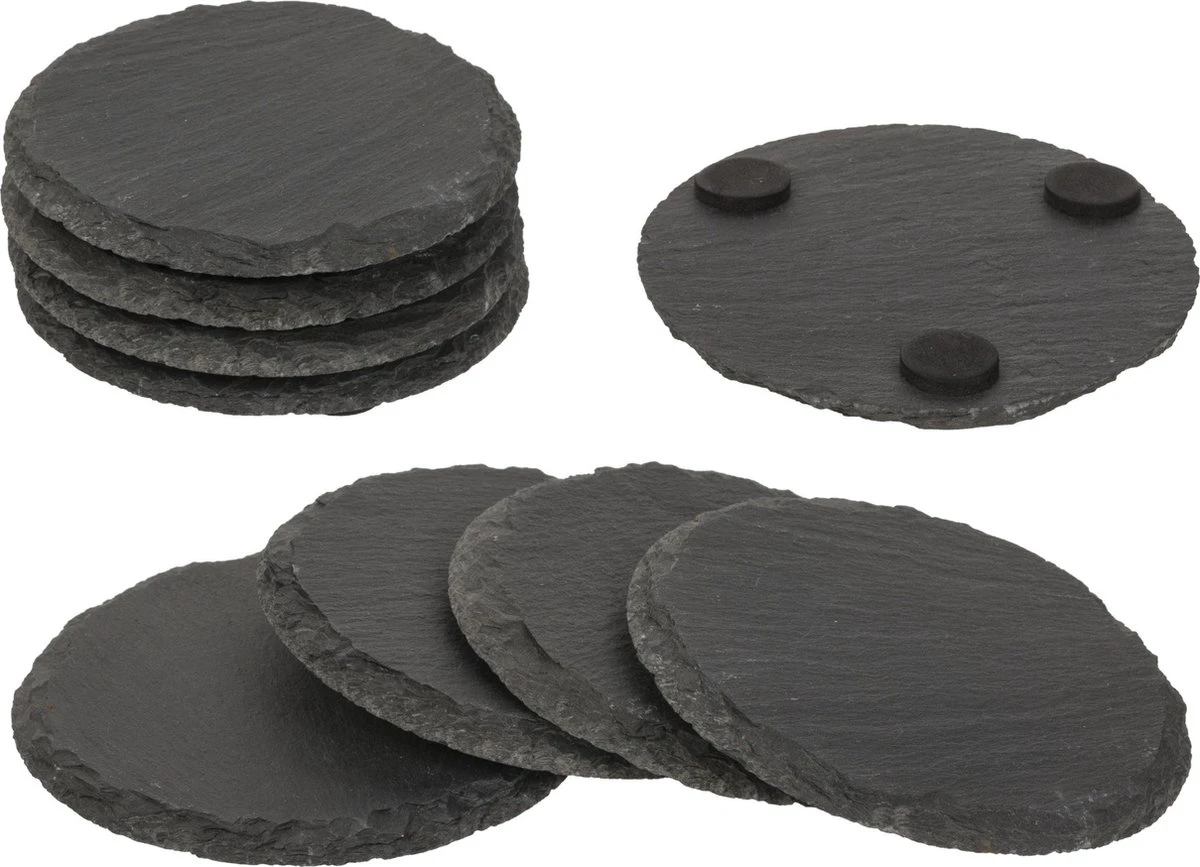 Merkloos 8x Leisteen Krijtbord Onderzetters Rond 10 Cm - Leistenen Onderzetters Voor Glazen En Bekers 3 Merkloos 8x Leisteen Krijtbord Onderzetters Rond 10 Cm - Leistenen Onderzetters Voor Glazen En Bekers