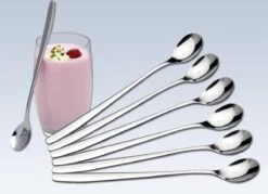 Merkloos Latte Macchiato Lepels – RVS Lange Yoghurt, Dessert Of Koffie Lepeltjes – Set Van 6 Stuks -Skimask 1200x868 4