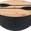Smart Kitchen Grote Slakom Set Met Bamboe Deksel – Saladeschaal 25cm – Serveerschaal – Fruitschaal – Mengkom – Zwart -Skimask 1200x869 3