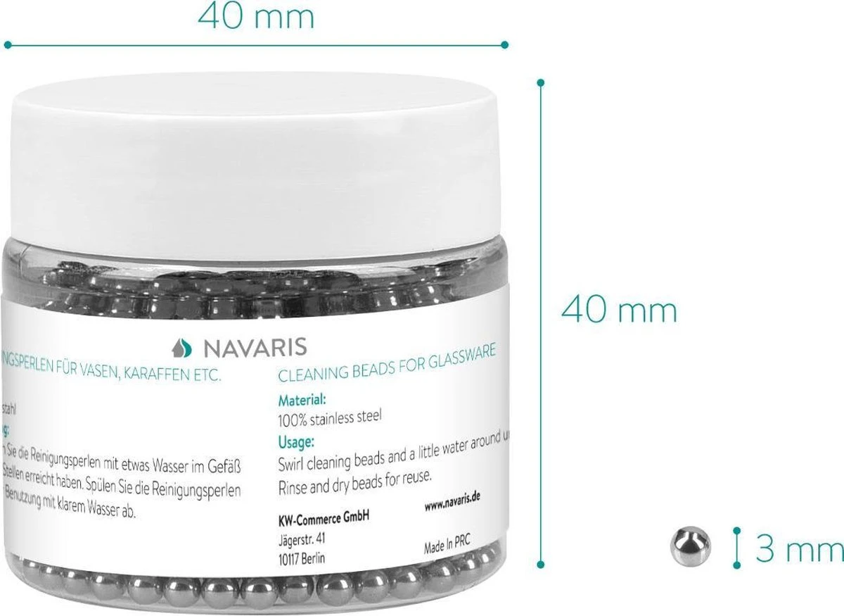 Navaris Schoonmaakparels Voor Glas - 1000 Stuks - Reinigingparels Voor Flessen En Karaffen - Roestvrijstalen Reinigingballetjes Voor Schoonmaken Glas 4 Navaris Schoonmaakparels Voor Glas - 1000 Stuks - Reinigingparels Voor Flessen En Karaffen - Roestvrijstalen Reinigingballetjes Voor Schoonmaken Glas - Afbeelding 2