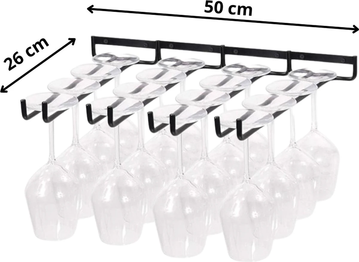 Wijnglazenhouder Voor Aan De Muur | Wijnglazen Rek | 16 Glazen | Ophangrek Wijnglazen | Ophangrek Glazen | Ophangrek | Wijnglas Rek | Wijnglas Houder | Zwart 9 Wijnglazenhouder Voor Aan De Muur | Wijnglazen Rek | 16 Glazen | Ophangrek Wijnglazen | Ophangrek Glazen | Ophangrek | Wijnglas Rek | Wijnglas Houder | Zwart - Afbeelding 7