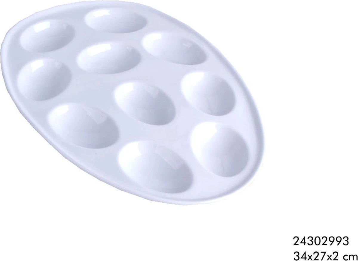 Merkloos Eierschaal Wit Aardewerk Voor 10 Eieren 3 Merkloos Eierschaal Wit Aardewerk Voor 10 Eieren