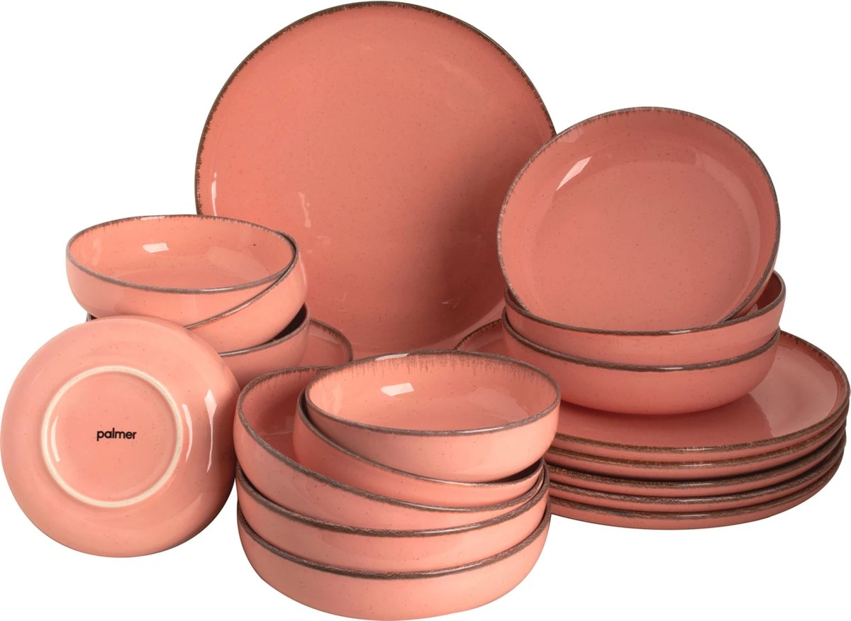 Palmer Serviesset Antigo Porselein 6-persoons 24-delig Roze 3 Palmer Serviesset Antigo Porselein 6-persoons 24-delig Roze