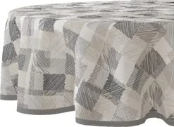 Wicotex-Tafelzeil Rond Blockies - Grijs 160cm