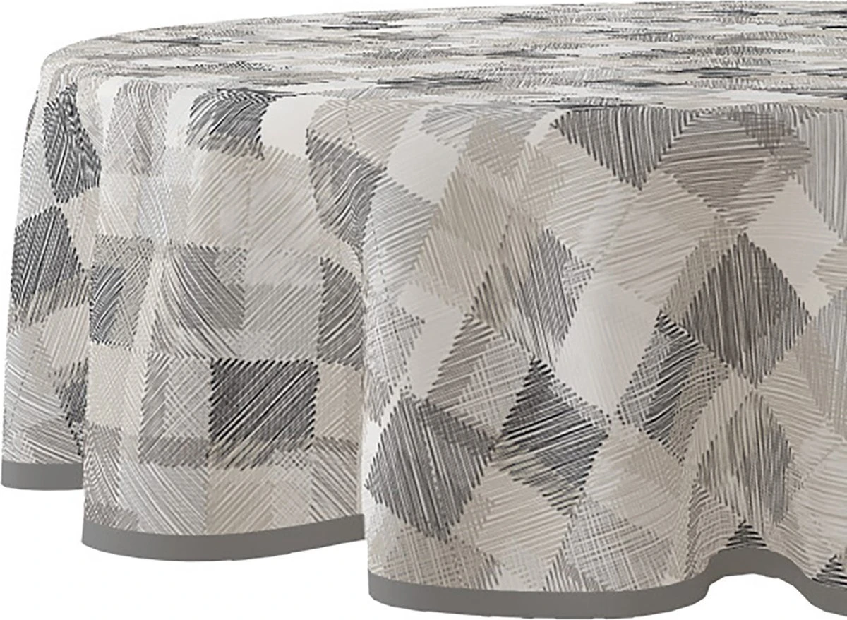 Wicotex-Tafelzeil Rond Blockies - Grijs 160cm 3 Wicotex-Tafelzeil Rond Blockies - Grijs 160cm