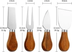 Merkloos Kaasmessen Set - 4 Kaasmesjes - Bamboe/RVS - Goud - Geschenkverpakking -Skimask 1200x881