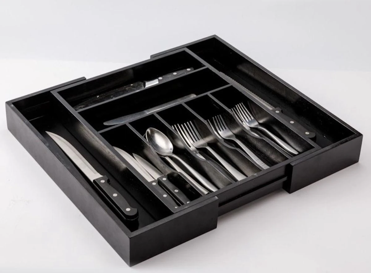 Merkloos Decopatent® Uitschuifbaar Bestekbak - Besteklade - 7 Vaks -> Uitschuifbaar Naar 9 Vakken - Bestekbakken Organizer - Bamboe - Zwart 3 Merkloos Decopatent® Uitschuifbaar Bestekbak - Besteklade - 7 Vaks -> Uitschuifbaar Naar 9 Vakken - Bestekbakken Organizer - Bamboe - Zwart