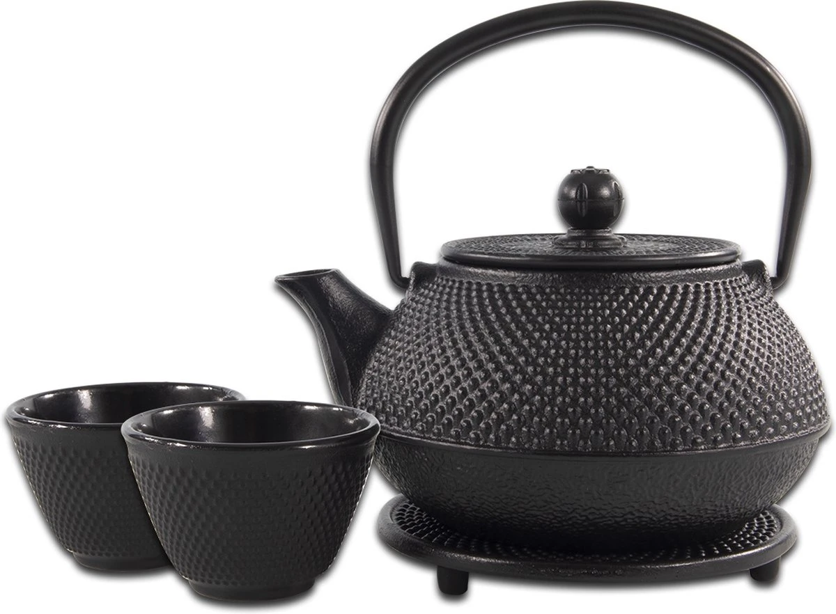 SakuraTea - Theepot Set - 4-delig - Gietijzer - Zwart - 0.8L - 2 Kopjes (100ml) 3 SakuraTea - Theepot Set - 4-delig - Gietijzer - Zwart - 0.8L - 2 Kopjes (100ml)