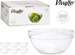 Set Van 6x Stuks Glazen Salade/dessert/sauzen Schaaltjes/kommetjes 10.5 X 4.5 Cm - Schalen/kommen Van Glas -Skimask 1200x883 5